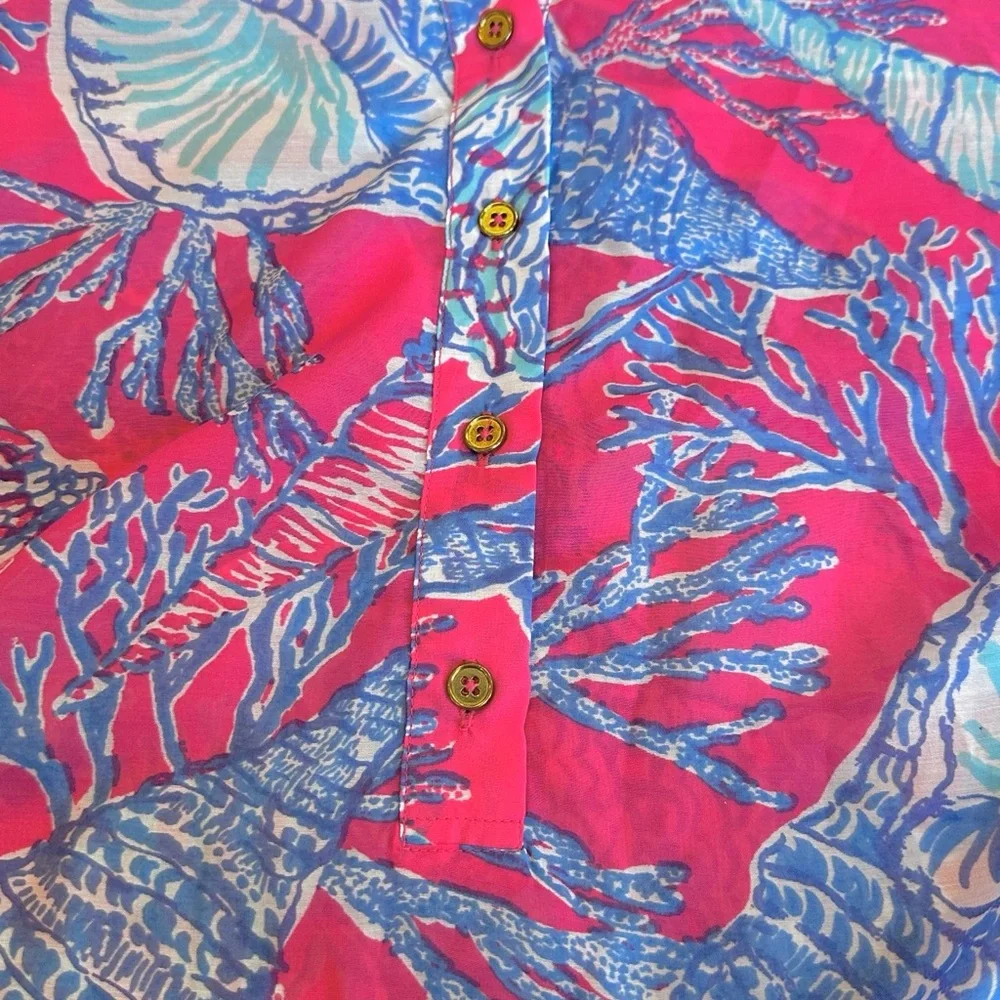 Talbots pink & blue seashell sheer swim beach coverup 3X - Picture 9 of 13